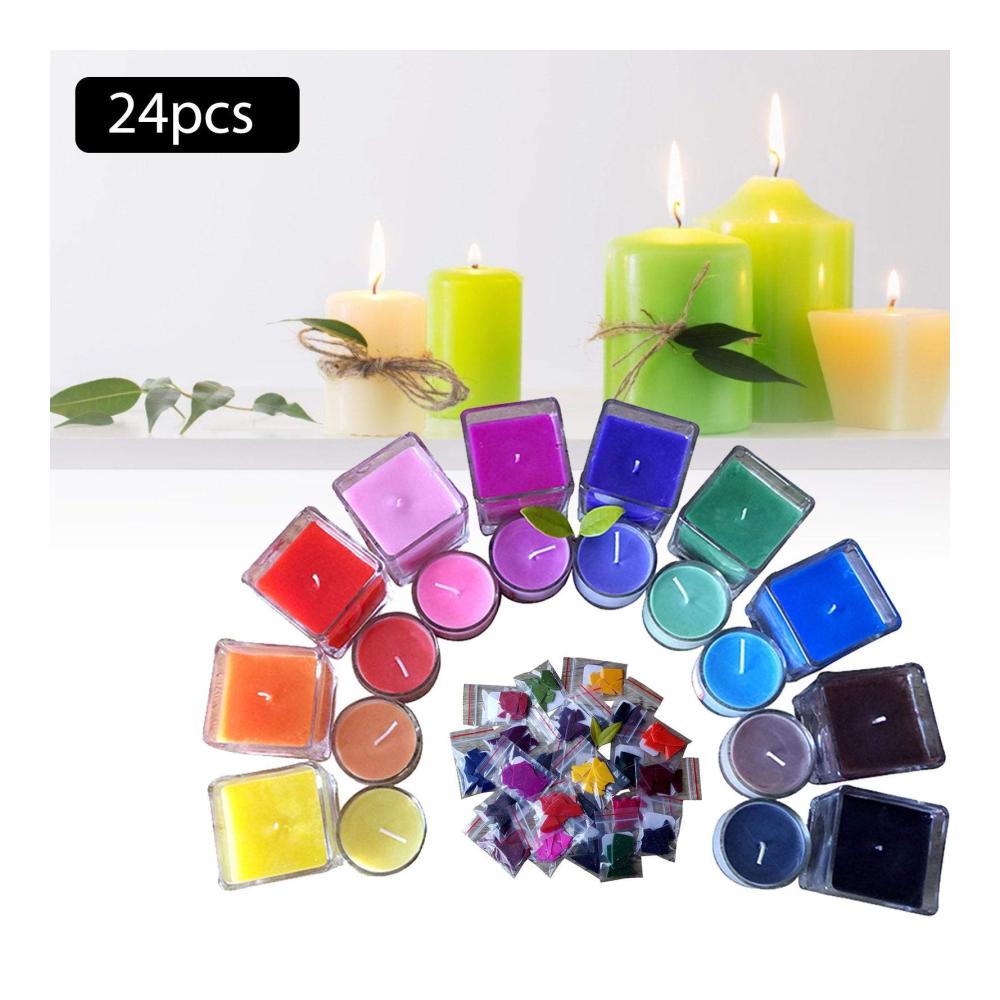 Verleihen Sie Ihren Kerzen Glanz! 24 Farben Kerzenfarbe - Kerzenfarbstoff-Set für DIY Kerzen aus Soja- und Paraffinwachs. Brillante Wachsfarben für kreative Meisterwerke. Inklusive 24 Beutel à 2