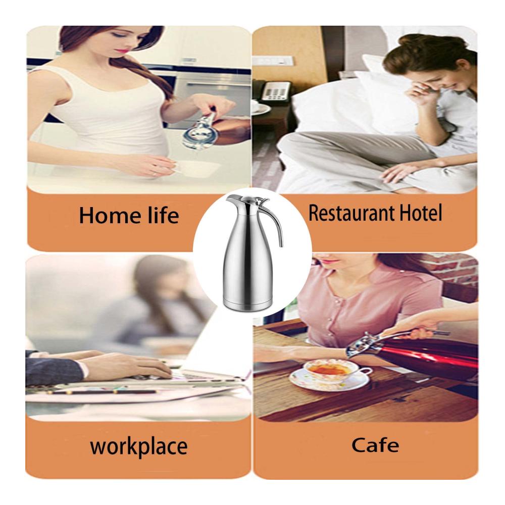 Premium Thermoskanne 2l aus hochwertigem doppelwandigem Edelstahl - Bis zu 24 Stunden Wärmespeicherung und Kältespeicherung - Ideale Isolierkanne für Kaffee und Tee - Robuste LanT