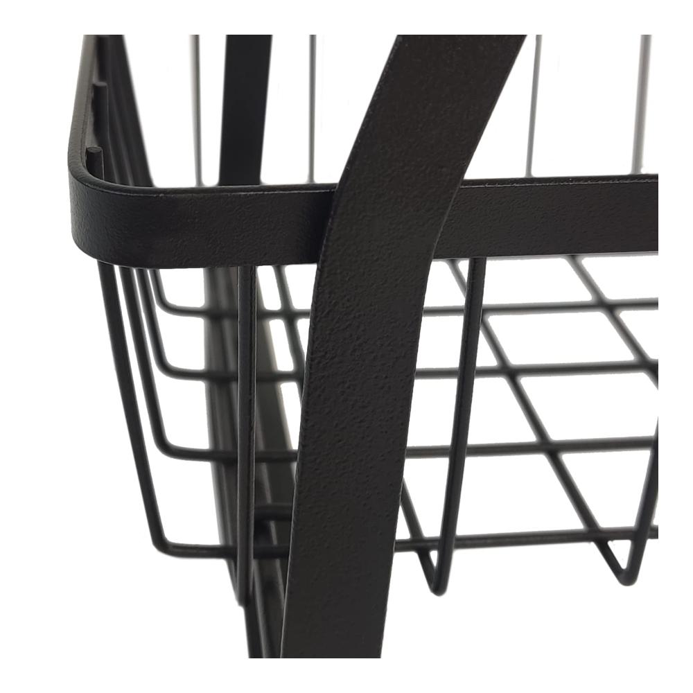 Hochwertige Obst Etagere 2-stöckiger Metall Obstkorb mit abnehmbaren Körben und Holzgriffen – Perfekt für Obst Gemüse und Brot – Stilvoll und praktisch (27 x 17 x