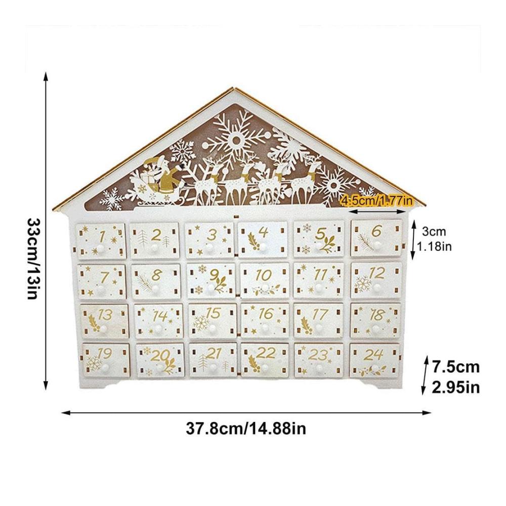 Holz Adventskalender Weihnachtsdeko Dekorativer DIY Countdown mit LED-Lichtern Schubladen und mehr - Weihnachtszauber zum Selbergestalten