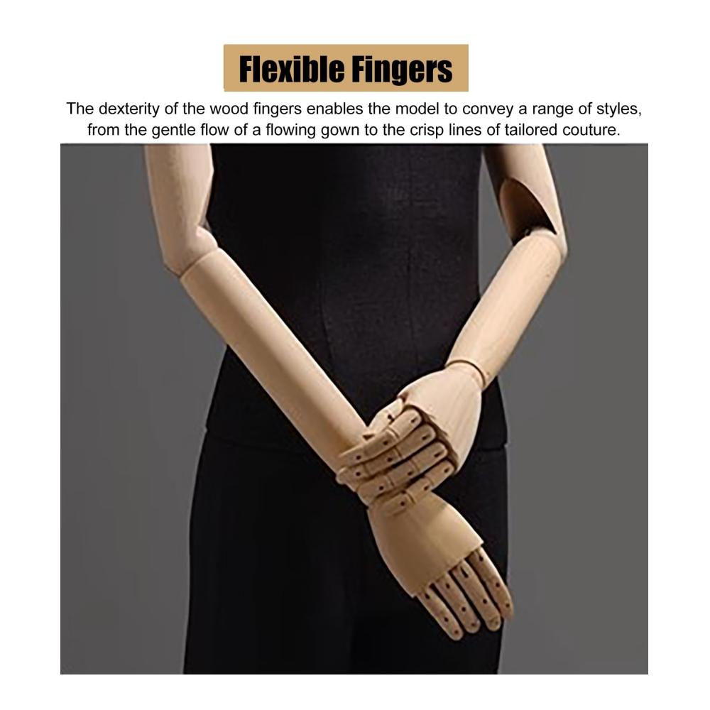 Erwachsene Schneiderpuppe mit beweglichen Holzarmen | Abnehmbarer Torso für Schneidergeschäft und Schlafzimmer-Präsentationen | Hochwertiges Mannequin in männlicher Farbe