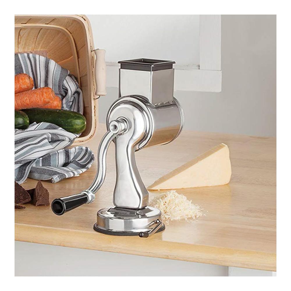 Entdecken Sie die Vielseitigkeit des Gemüsehobels! Hochwertige Trommelreibe und Käsereibe mit Kurbel aus Edelstahl - Perfekt für schnelles Schneiden und Reiben von Gemüse und Käse. Multifunktionale Handkurbel-Käsereibe mit stabiler Saugbasis für müheloses Zubereiten von köstlichen Gerichten