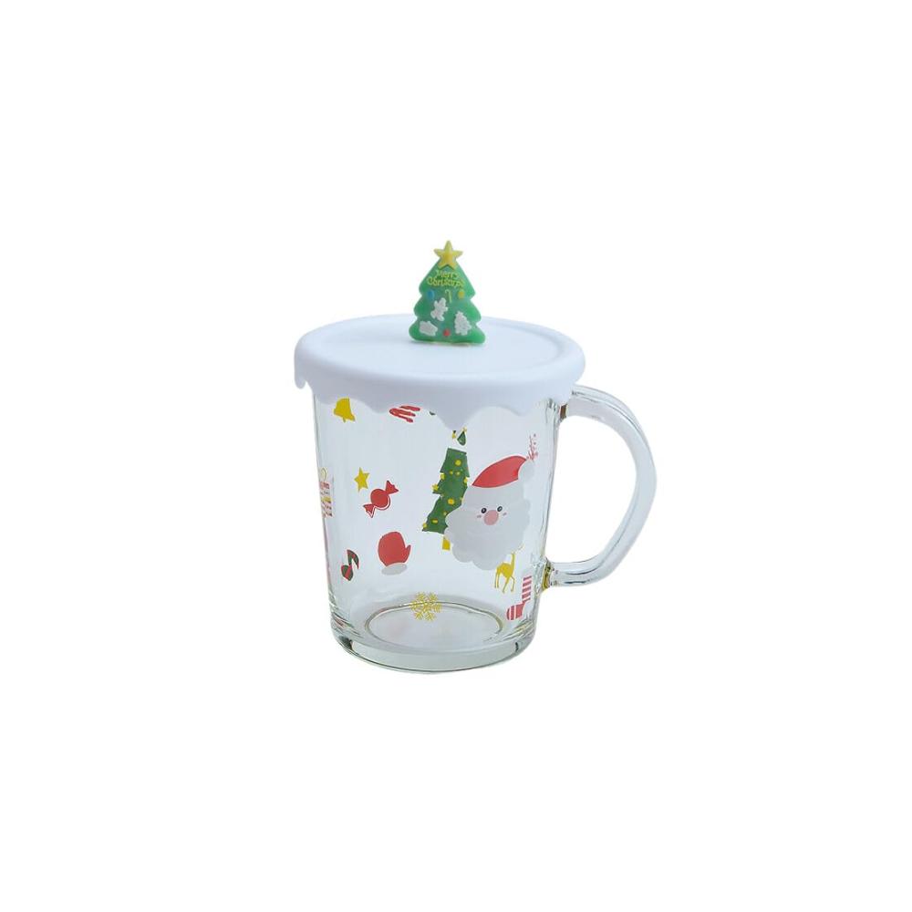 Genießen Sie Ihren Morgen mit Stil! 3D-Weihnachtsmann-Schneemann-Weihnachtsbaum-Kaffeetasse aus verdicktem Glas mit Deckel für Kaffee & Tee. Perfektes Geschenk für alle