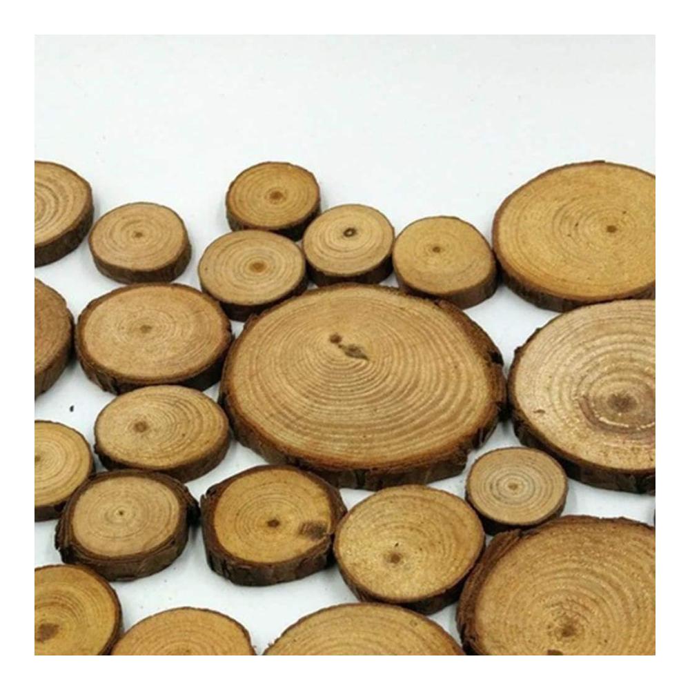Natürliche Holzscheiben 100 Stück - Unbehandeltes Kiefernholz für kreative Projekte Weihnachten Basteln Hochzeit & Baumdekoration - Handwerksmaterial für rustikale Ornamente & DIY-Geschenke