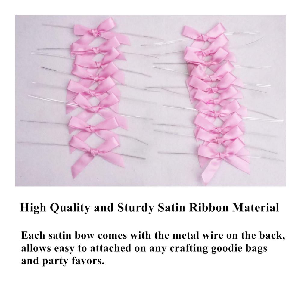 100er Set Rosa Satin-Schleifen & Bänder für Geschenkverpackungen & Dekoration - 3 Zoll Twistbänder für Lutscher Kekse
