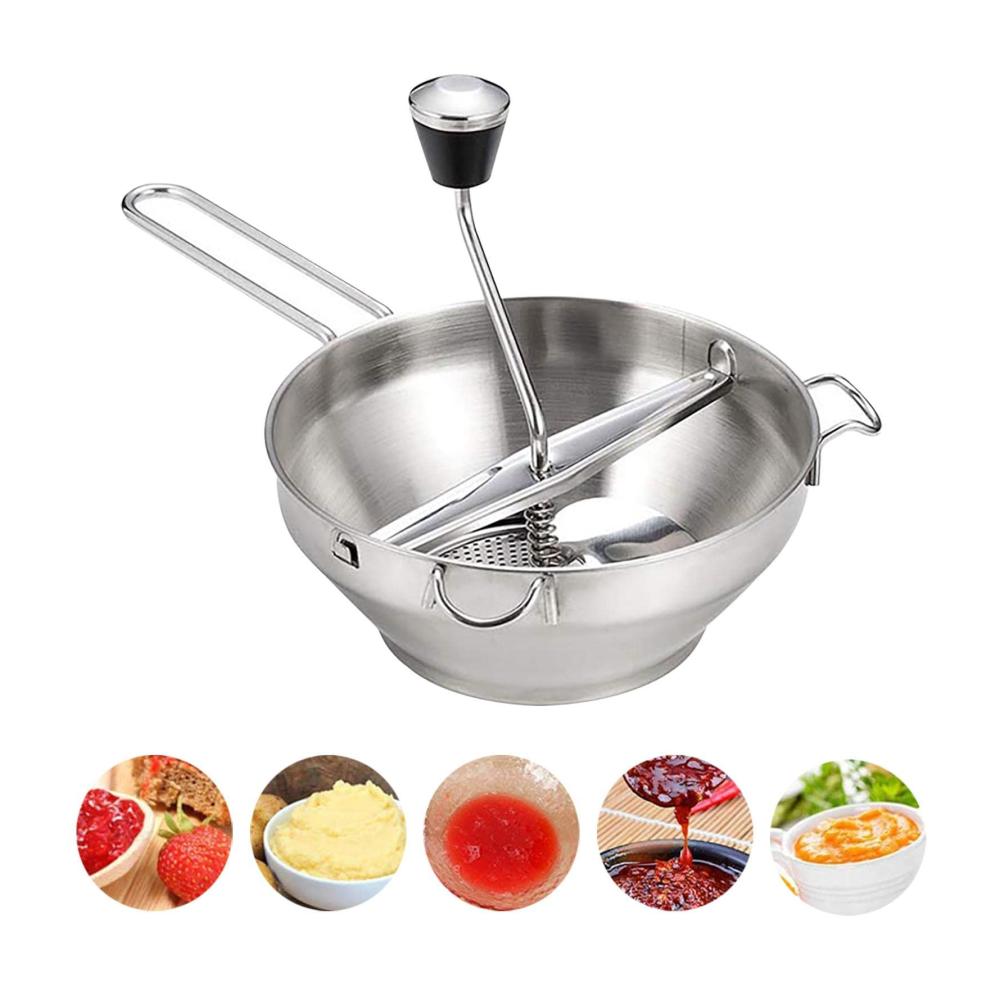 Kartoffel- & Spätzlepressen Premium Edelstahl Passiergerät - Handkurbel für Leckere Spätzle Pürieren Marmelade Obst und Gemüse Reiben | Inkl. Rezeptbuch & Reinigungsbürste