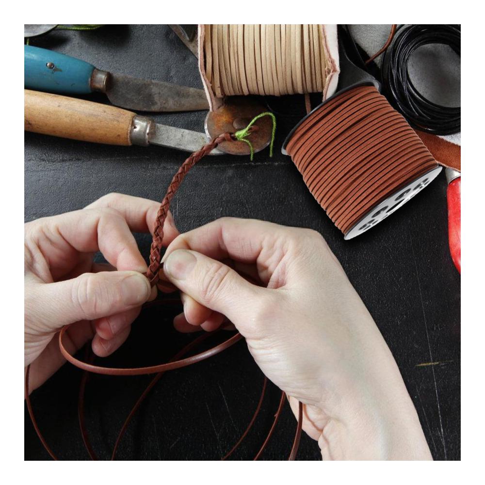 Entdecken Sie kreative Möglichkeiten mit unseren 2 Rollen Lederband (90m) - Hochwertige Lederschnüre in Braun & Rotbraun für DIY Armbänder Halsketten und Handwerksprojekte. Perfektes Veloursleder Band und Faden für einzigartigen Schmuck