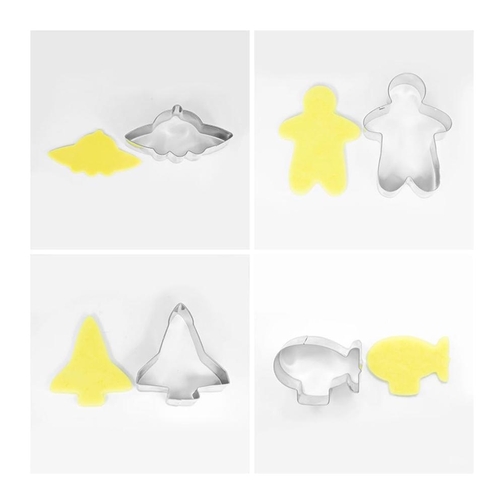 Entdecken Sie die Galaxie des Backens 9-teiliges Ausstechformen-Set mit Weltraumschiff Sternflugzeug & Rakete - Aus Edelstahl für DIY Kekse Sandwiches Fondant & Kuchendekoration