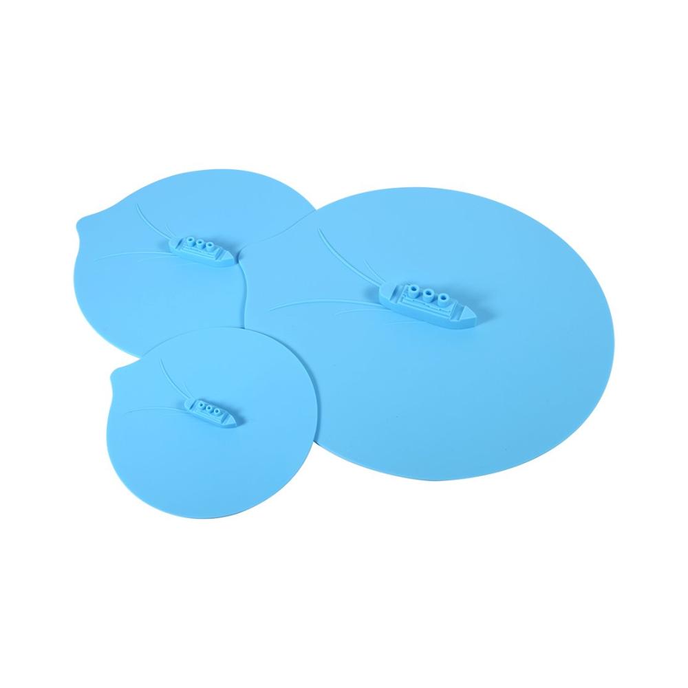 Entdecken Sie die Vielseitigkeit Silikondeckel Set - 3er Pack Dichtungsabdeckungen im Dampfschiff-Design für Topf Becher und mehr - Küchenhelfer in Blau