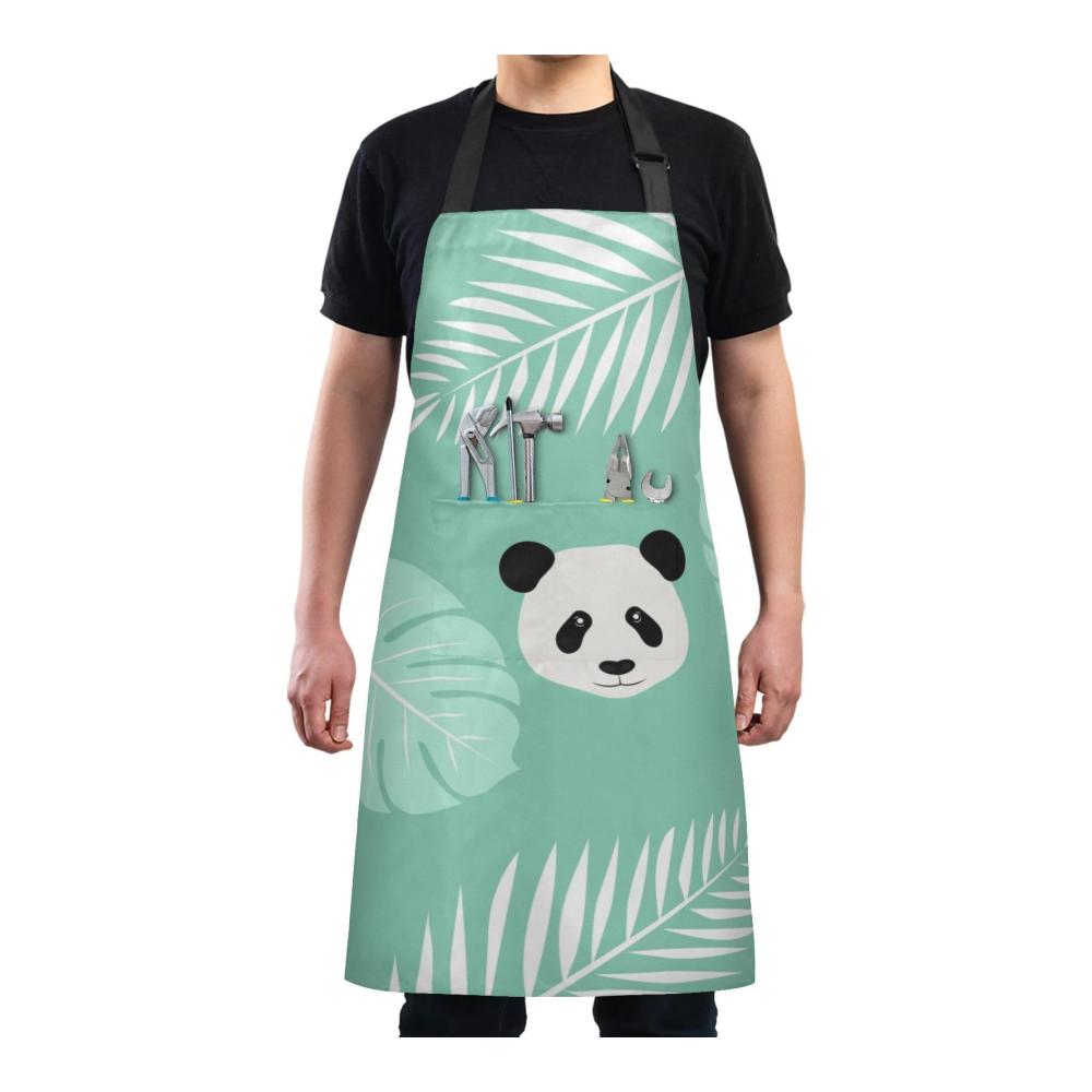 Erleben Sie stilvolles Kochen mit unserer wasserdichten Schürze - Panda mit Blättern Design für Damen und Herren. Verstellbar und ideal zum Backen Gartenarbeit und mehr. A1201 88 x 68 cm