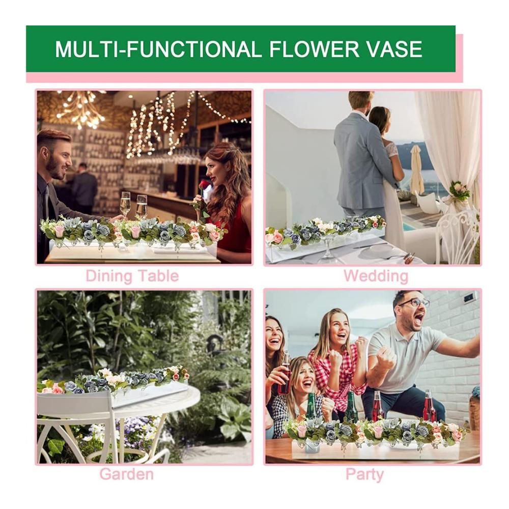 Elegante Rechteckige Acrylvase Klar & Modern 61 cm Dekorative Blumenvase mit 24 Löchern - Ideal für Hochzeiten & Heimdekoration - Stilvolle Vasenkollektion für zeitlose Eleganz