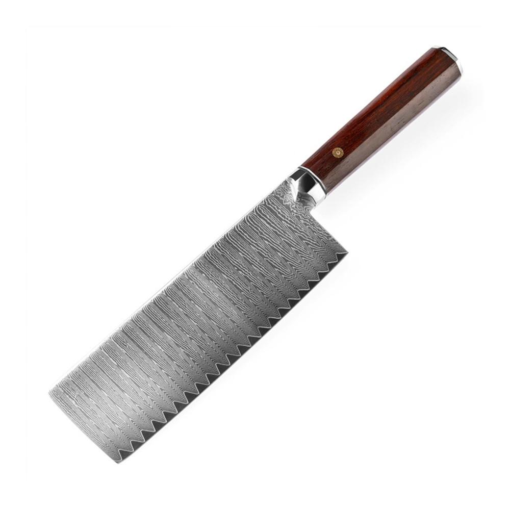 Entdecken Sie die Perfektion Damastmesser 67 Lagen VG10 Stahl 7 - Nakiri Chef Cleaver Küchenmesser mit Palisandergriff - Ultimatives Kochmesser für präzises Schne
