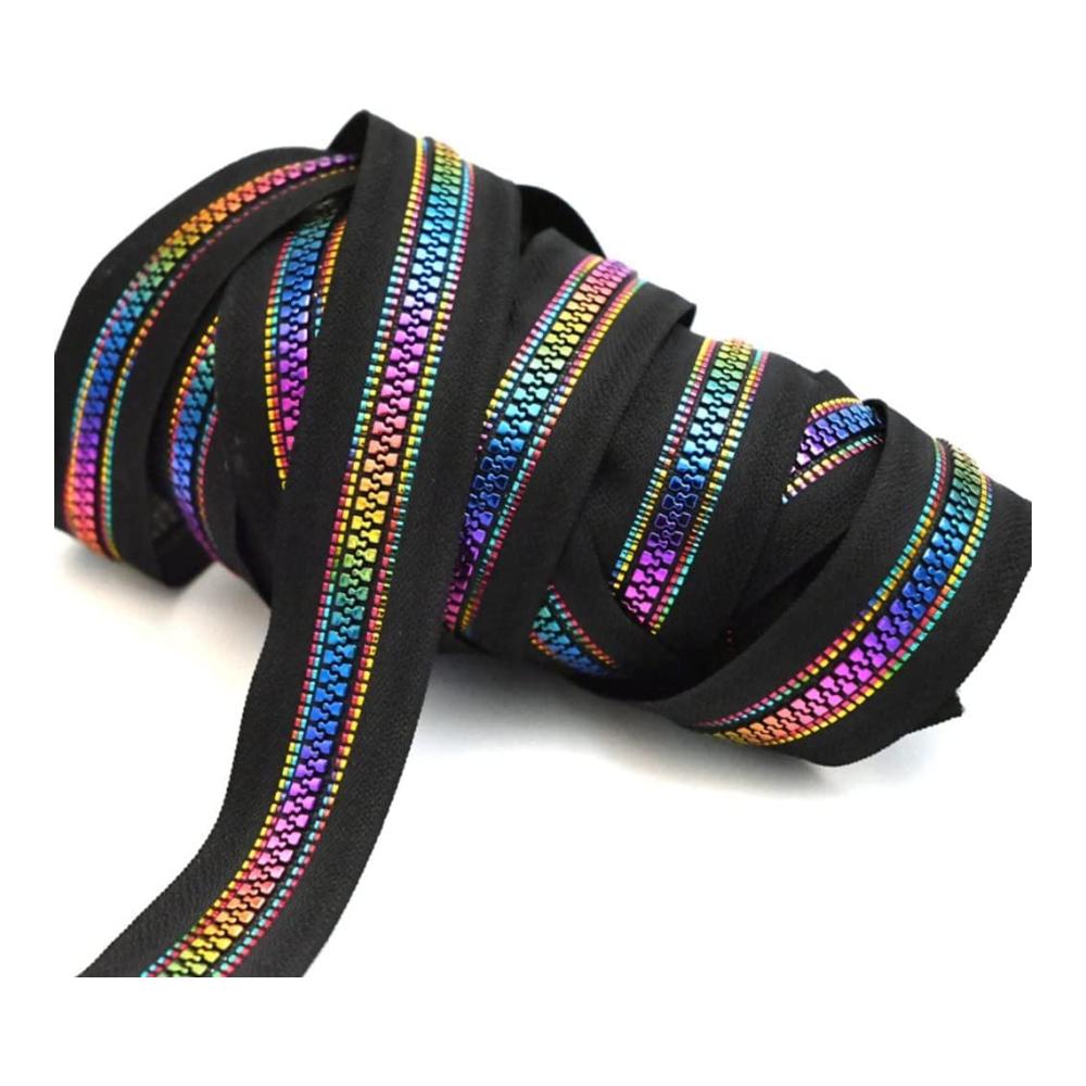Regenbogen-Reißverschluss-Set Spiral & Harz 2 Yard 5 Nylon Perfekt für Taschen Jacken & mehr - Hochwertiger Nähhelfer