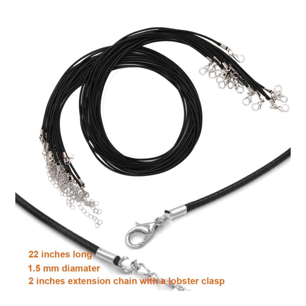 Entfesseln Sie Ihre Kreativität 120 schwarze gewachste Schnüre & Fäden mit Karabinerverschluss - Großpackung für Armbänder Halsketten & Schmuckherstellungszubehör (50 Stück 8 cm lang 15 mm breit). Perfekt für DIY-Projekte