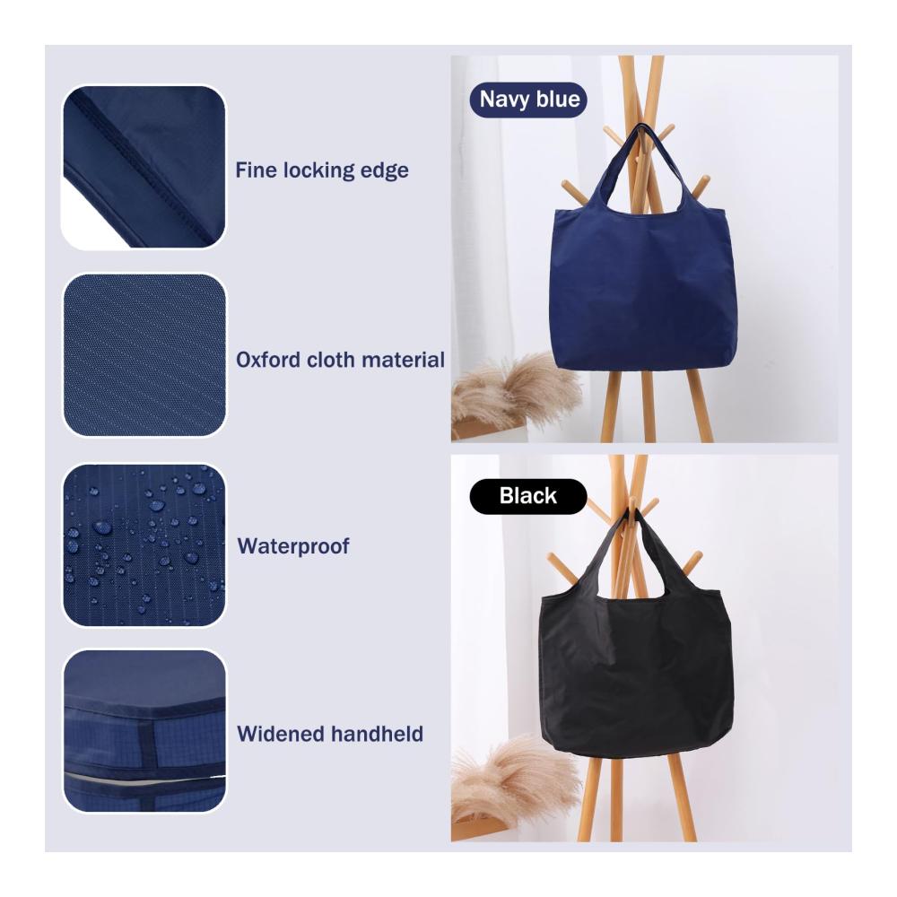 2er Pack Einkaufstaschen Faltbar | Umweltfreundliche Wiederverwendbare Tüten | Leichte Faltbare Einkaufstaschen mit Beutel | Waschbar & Langlebig | Praktische Shoppingbegleiter