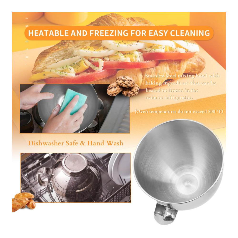 Entdecken Sie die Premium-Edelstahl-Rührschüsseln Perfekte Ersatz-Küchenhelfer für Kitchenaid Classic & Artisan Serie 45–5 Qt Kippkopfmischer! Robuste 5-Quart-KitchenAid-Brotschüssel aus hochwertigem Edelstahl 304 für ultimative Küchenperformance