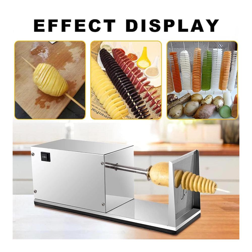 Entdecken Sie die Vielseitigkeit Elektrischer Tornado-Kartoffelschneider für perfekte Spiralen aus Kartoffeln Obst Gurken und mehr. Ideal für Tornado-Chips Kartoffeltürme und kreative Gemüsesnacks. Effizient und einfach – die ultimative Küchenmaschine