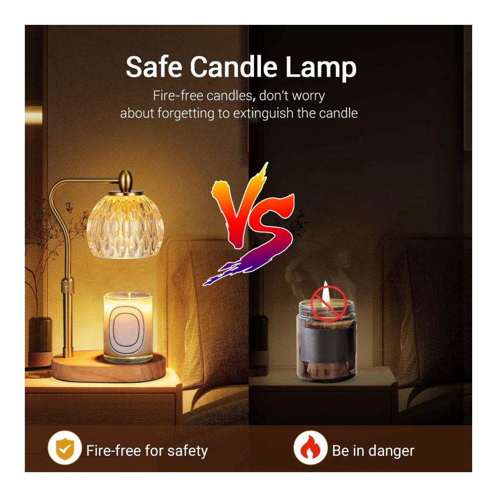 Duftlampen Elektrische Kerzenwärmer-Lampe mit Timer Dimmer höhenverstellbarem Design und kompatibel mit Duftkerzen - Gold