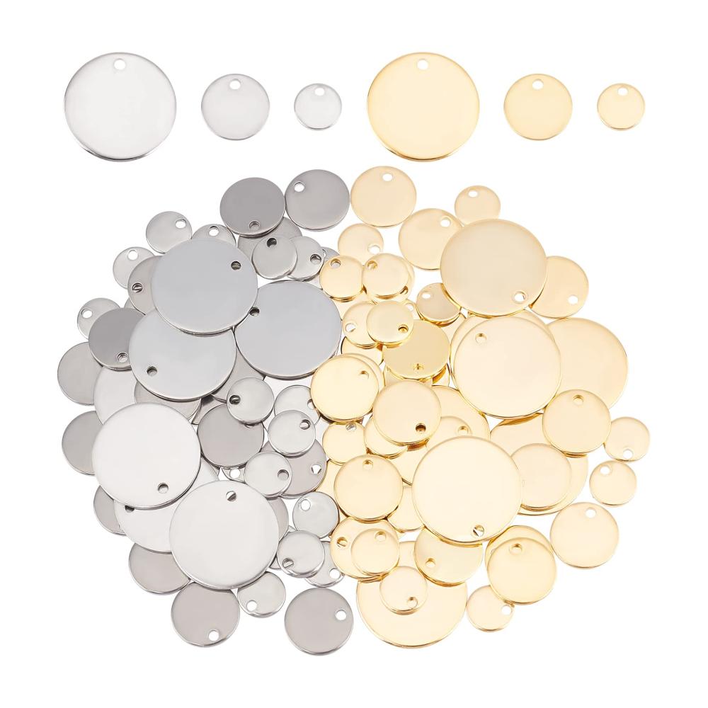 120er Set Schmuckanhänger 2 Farben 3 Größen (7/10/16mm) – DIY Stempelanhänger aus Edelstahl für Armbänder Ohrringe & Halsketten – Perfekt für Perlenweben & Schmuckherstellung