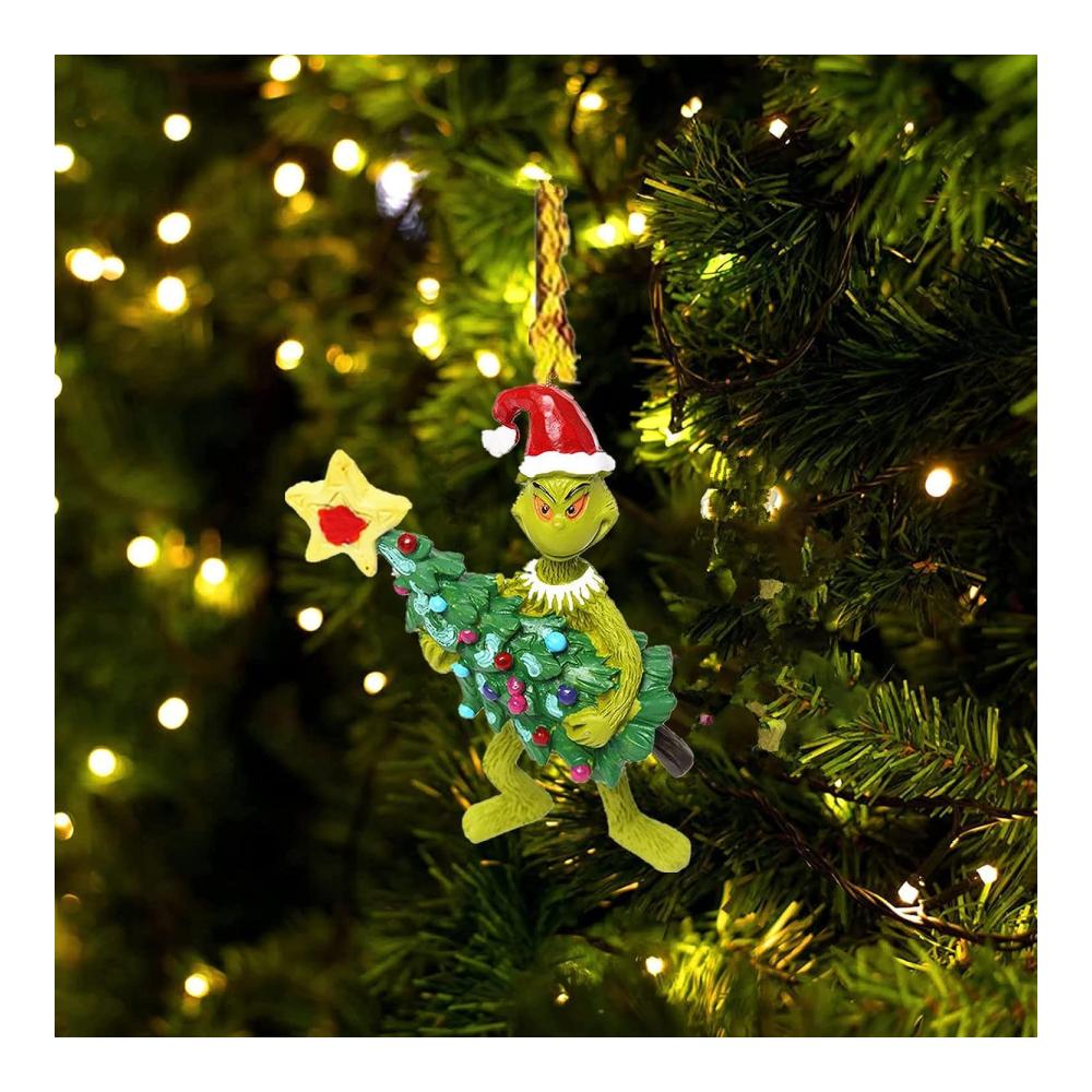 Bringen Sie die Feiertagsstimmung mit Grinch Weihnachtsdekorationen Anhänger - Frohe Weihnachten in Ihr Zuhause! Grüner Kunstharz-Anhänger für Urlaubsatmosphäre & Partys