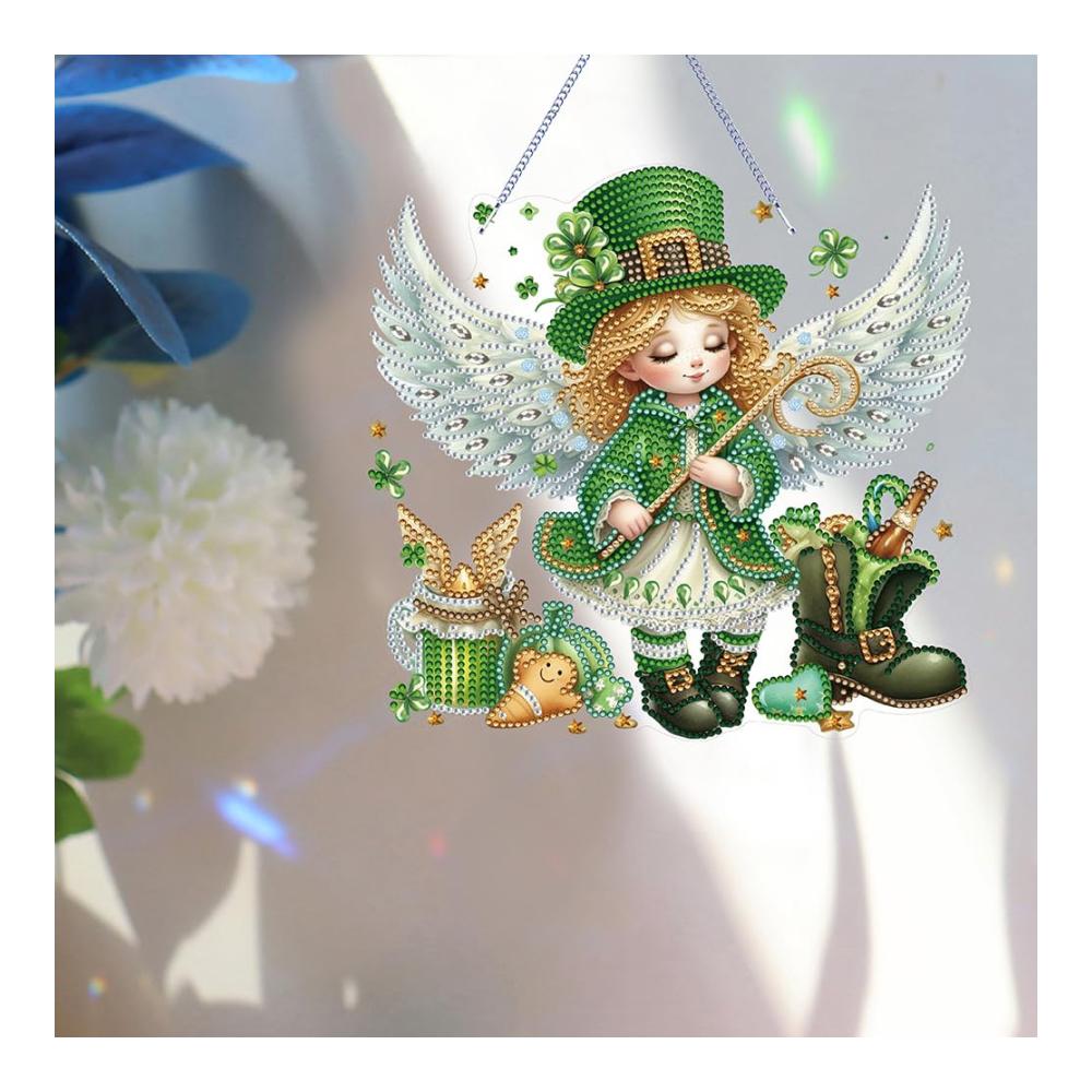 5D DIY Diamant Malerei Sets Acryl Diamant Kunst Hängeanhänger Klee Engel Kristall Hänger für Zuhause & Gartenfenster Dekoration - Inklusive Punkte Anhänger