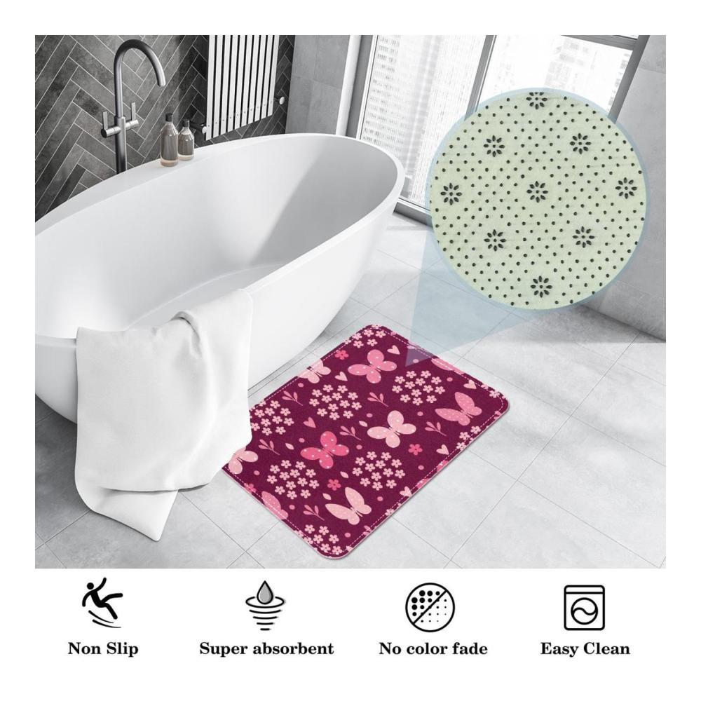 Erneuern Sie Ihren Eingangsbereich mit stilvollen Fußmatten Rutschfeste waschbare Fußmatte mit Schmetterlings- und Blumenmotiv 60 x 90 cm für den Innenbereich
