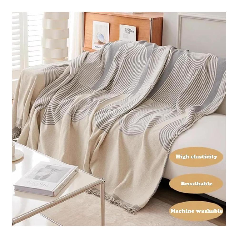 Doppelseitiger Chenille-Sofabezug 180 * 380cm - Eleganter Überwurf für Sofas mit feinem Chenille-Stoff wasserdichter Schutz und stilvolles Design in Beige. Perfektes doppelseitiges Chenille-Sofahandtuch für eine luxuriöse Wohnzimmergest