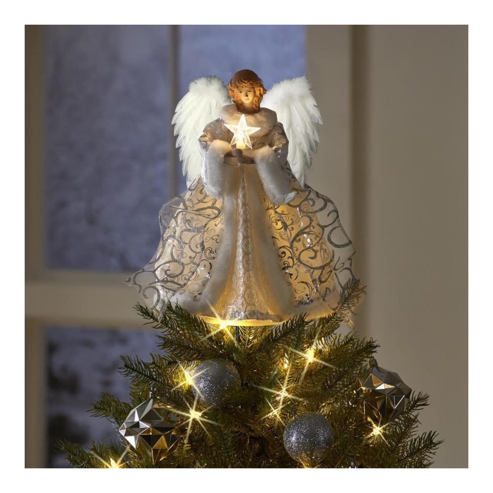 Weihnachtsbaumspitze Engel | Rustikaler Engel Anhänger | Bezaubernde Engelsstatue für Weihnachtsbaumdekoration | Einzigartige Spitzenverzierung