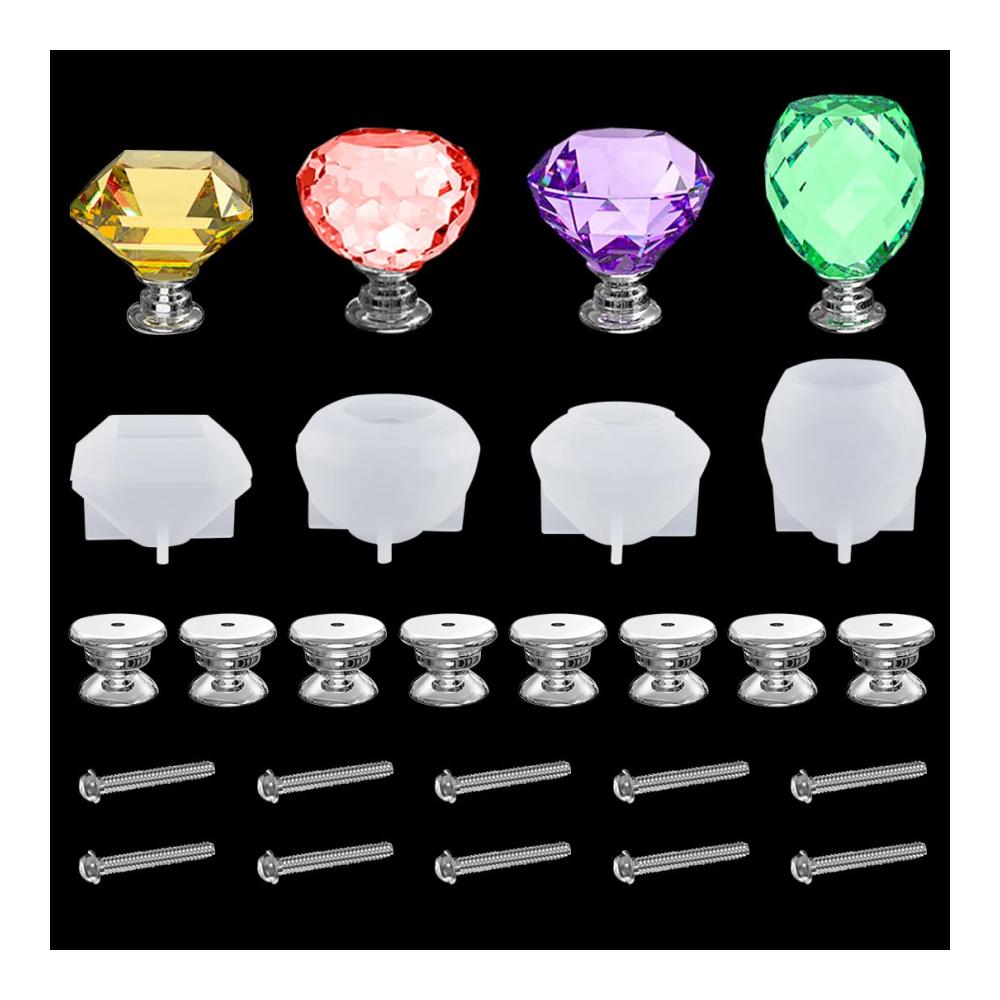 4 Stück Schubladengriffe Silikonformen Set - Türgriff Formen für Epoxidharz Gießen - DIY Schrankgriffe inkl. Schrauben - Hochwertige Resin Formen für Modellieren & Gießen - Küchen- und Möbelhandhabung einfach gemacht