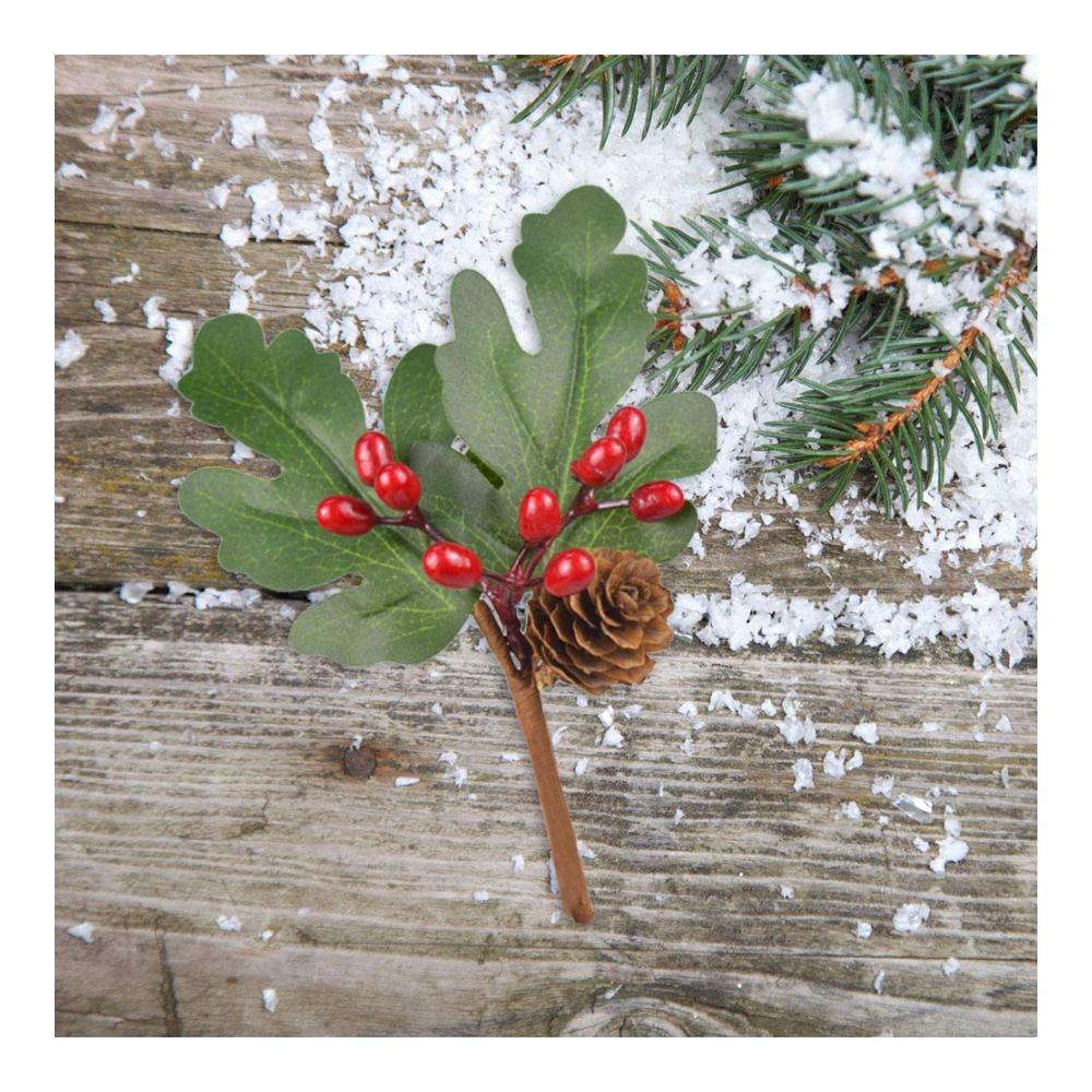 6er Set Künstliche Stechpalmenbeeren - Dekorative Beerenpicks für Weihnachten DIY Deko für Baum Kranz & Geschenke - Hochwertige Kunstblumen & -pflanzen für Hochzeiten & Bastelprojekte (Rot