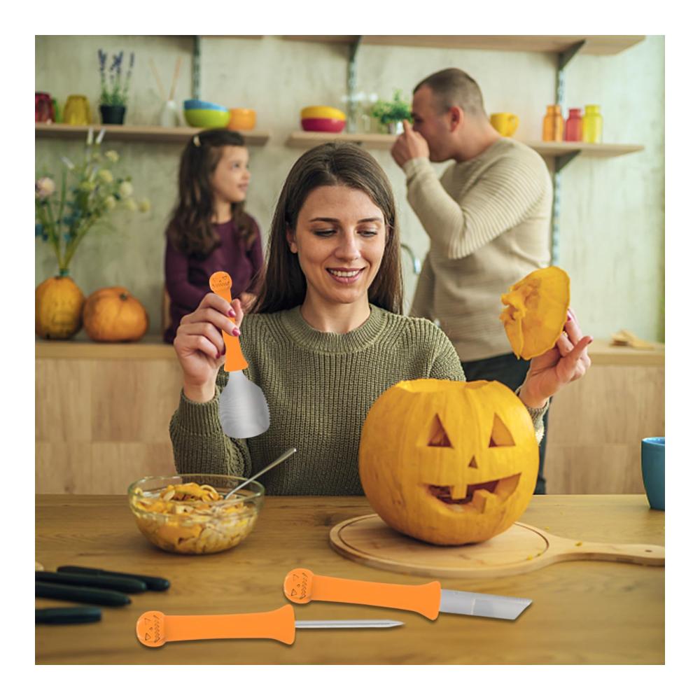 Professionelles Tranchiermesser-Set 7-teiliges Edelstahl-Kürbis-Schnitzwerkzeug für Halloween. Inklusive Tragetasche. Ideal für Erwachsene und Kinder. Ein perfektes Geschenk