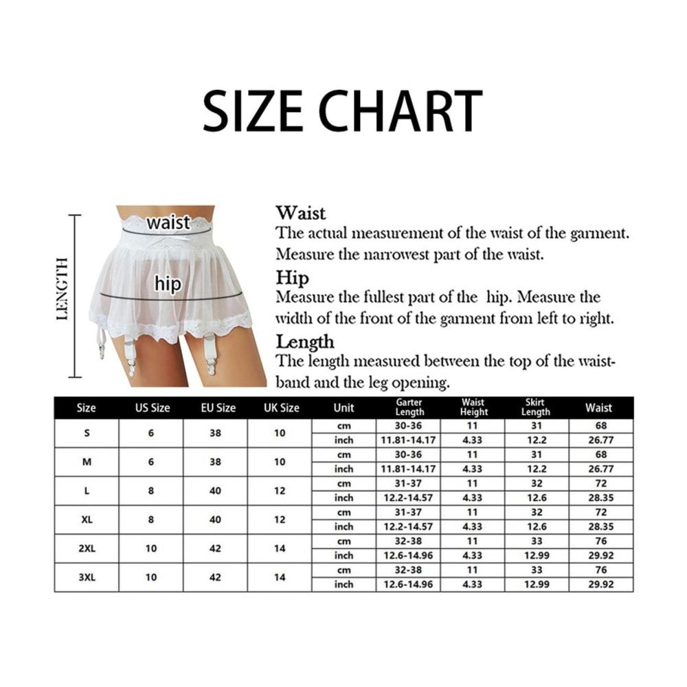 Damen Unterwäscheverschlüsse Verstellbarer High-Waist Minirock mit Spitzenverzierung und Strumpfgürtel - Sexy Dessous für einen verführerischen Look - Inklusive Vierreihigem Geschenk