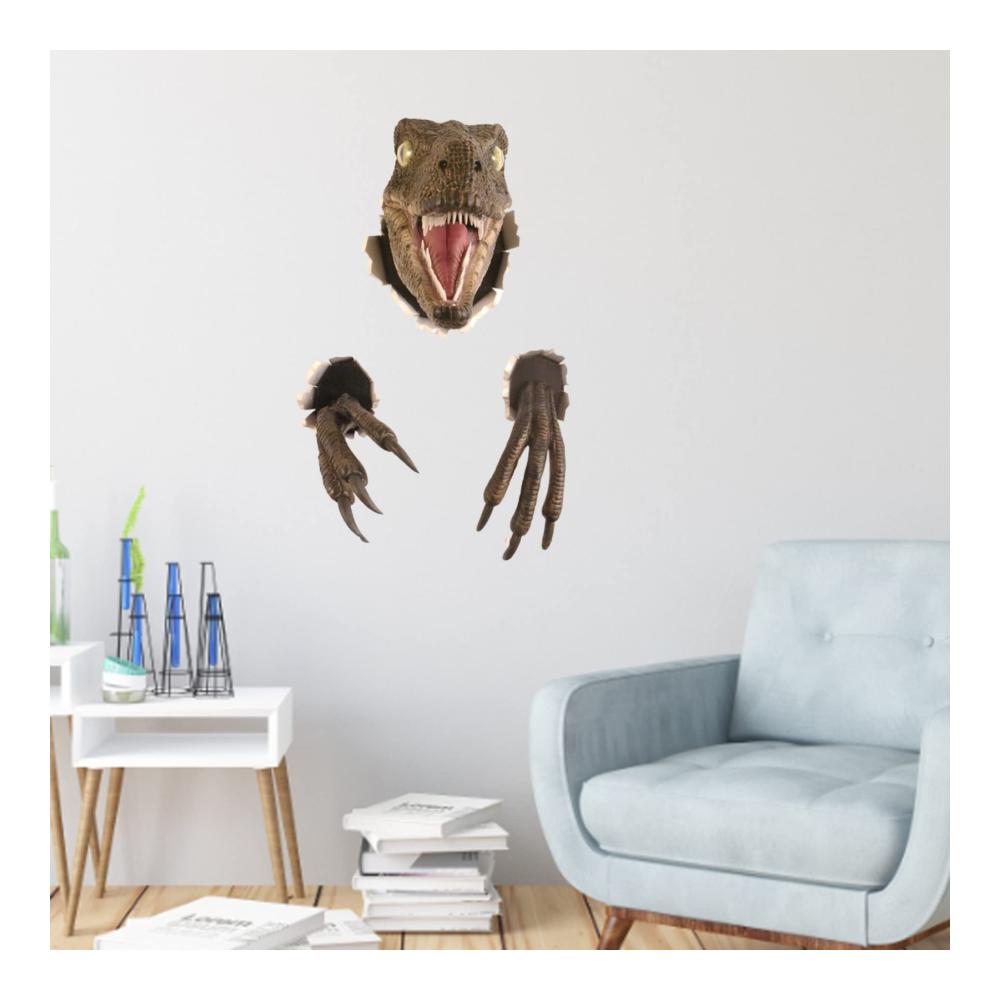 Beeindruckende Wandskulptur Realistischer Dinosaurierkopf für einzigartige Wandgestaltung - Hochwertige 3D-Dinosaurier-Wandkunst aus Harz - Perfektes Schlafzimmerzubehör für Dino-Fans zu Hause