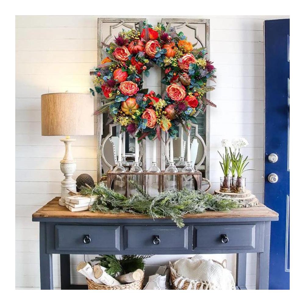 Entdecken Sie die Schönheit des Herbstes Set aus 2 künstlichen Pfingstrosen-Blumenkränzen mit Kürbissen für die Haustür 2023. Vielseitige Herbstblumen- und Erntedankkränze (40cm/45cm/50cm) für Hochzeit Fenster Wand und stilvolle Heimdekoration