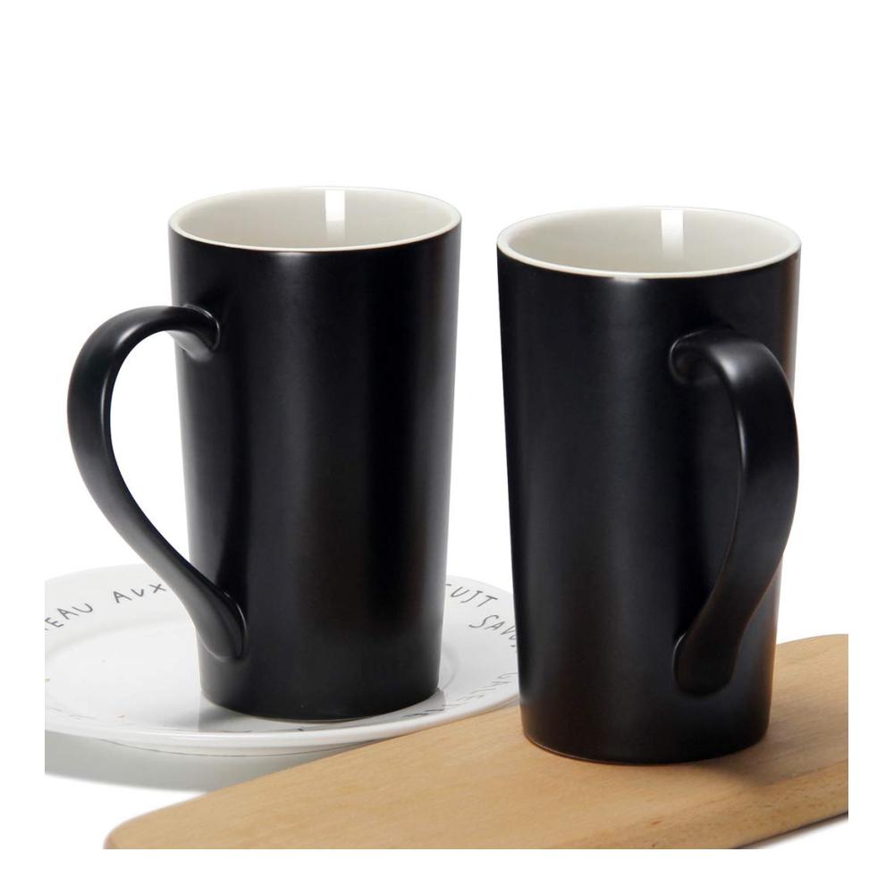 2er-Set Schwarze Bechersets Smilatte Große 600ml Kaffeetassen M007 - Tassen mit Griff für Männer und Väter - Perfekt für den morgendlichen Kaffeegenuss