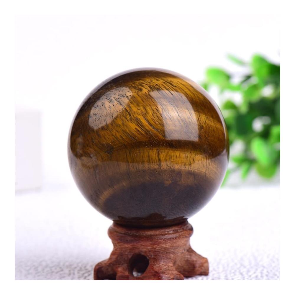 Stilvolles Wohnaccessoire Natürlich polierte Tigerauge-Edelsteinkugel für Zimmerbrunnen - Dekoratives Globus-Design - Perfektes Geschenk - QINTINYIN