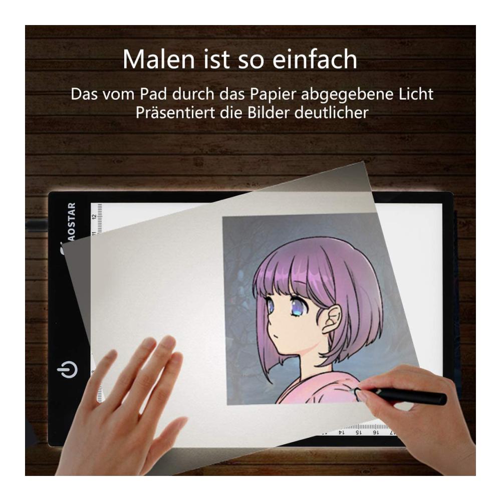 Brillante LED Leuchtplatte A5 – Ultra-dünn & einstellbare Helligkeit – Perfekt für Diamond Painting Zeichnen Animation – USB Kabel inklusive