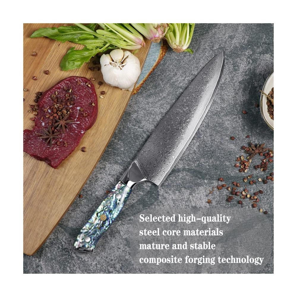 Entdecken Sie das ultimative Kocherlebnis mit unserem Professionellen 8-Zoll-Chefmesser aus hochwertigem Damaststahl VG10. Perfektionieren Sie Ihre Schnitte mit diesem scharfen Küchenmesser und erleben Sie kulinarische