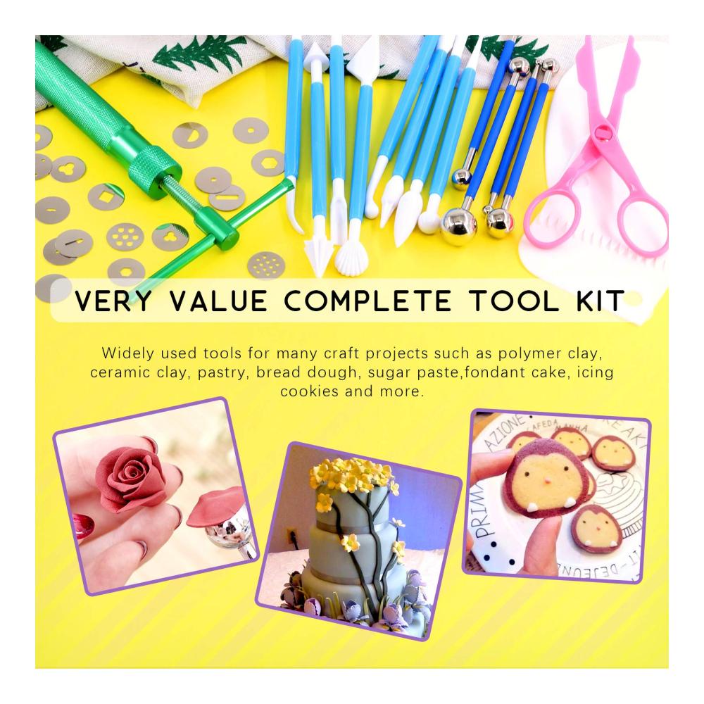 Entdecken Sie die Magie des Modellierwerkzeugs! Swpeet Extruderpistole für Fondant Zuckerpaste Ton und mehr - Kreative Kuchendekoration mit 36-teiligem Set inklusive Kugelstift Punktierwerkzeug und Kunststoffschaber. Perfektes Zubehör für Ihre einzigartigen Kreationen