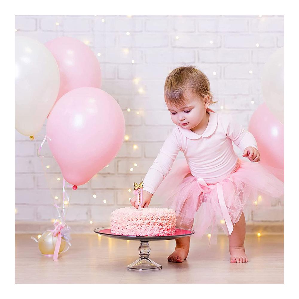 Rosa Geburtstagskerzen Nr. 7 mit Schleife - Happy Birthday Zahlenkerze für Mädchen Perfekter Kuchen Topper für Jahrestag & Party Deko Feierliches Zubehör