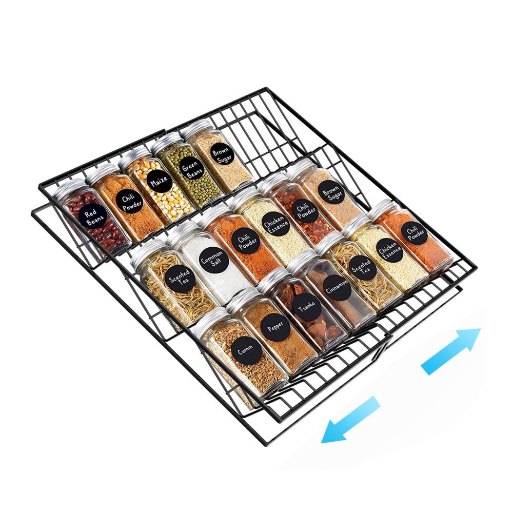 Entdecken Sie die Vielseitigkeit 2er-Set Metall-Gewürzregal-Schubladen | Erweiterbar von 20 cm bis 40 cm | 3-stufig verstellbarer Gewürzorganizer für perfekte Küchenordnung | Platzsparendes Gewürzschubladen-System