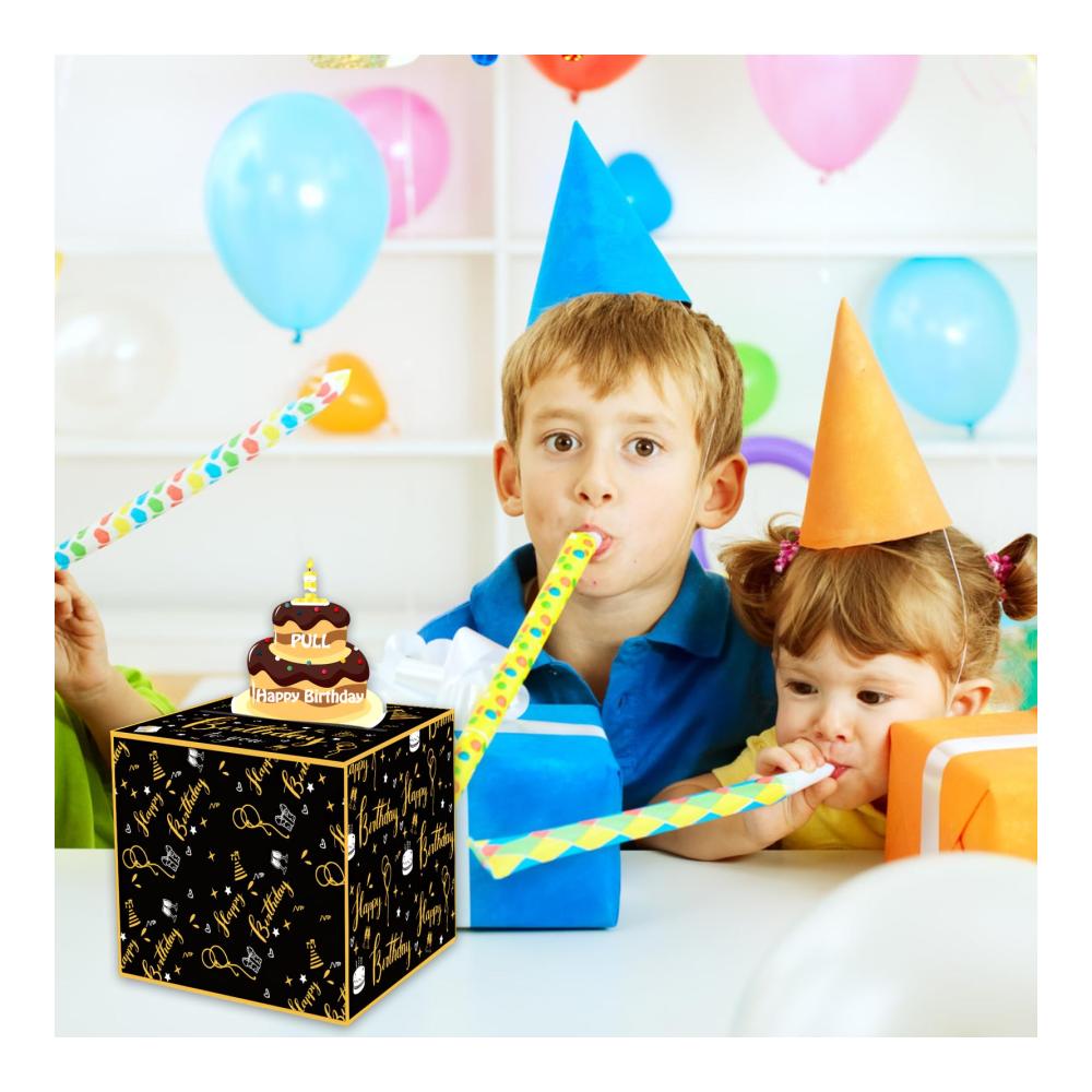 Originelle Geldgeschenkidee Kinderzimmer Deko Spardose - Geldkuchen Pull Out Kit mit 38 Transparenten Beuteln - Lustige Geldgeschenkbox für Geburtstage - Kreative Spardosen für Frauen Männer und Kinder