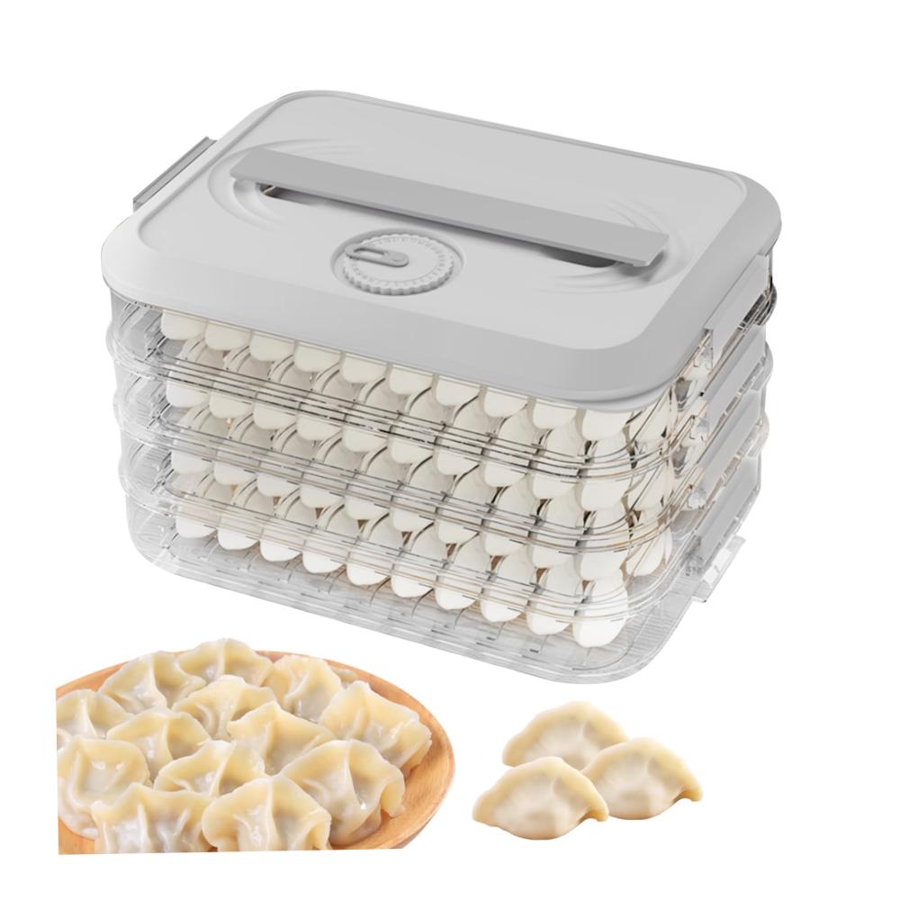 Organisieren Sie Ihre Küche mit Stil! Vorratsdosen-Set Knödelbox 4-Layer-Speicher mit Deckel & Zeitschreiber - Transparente Aufbewahrung für frische Köstlichkeiten - Platzsparend & praktisch