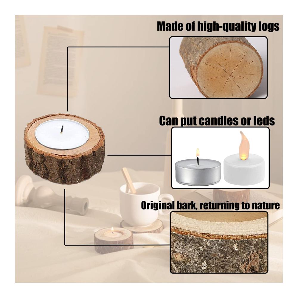 Entdecken Sie 12 rustikale Holz Kerzenständer – Ideale Dekoration für Hochzeiten DIY Projekte & mehr! Perfekt für Valentinstag & gemütliches Heimdekor