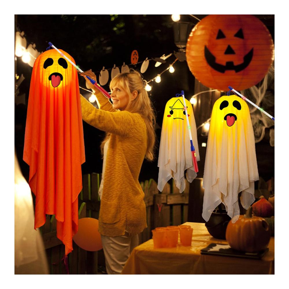 LED Laternenstab Set mit 8 Papierlaternen - Ideale Dekoration für St. Martin Halloween und Kinderpartys - Elektronischer Laternenstab mit 40 cm Länge - Stimmungsvolle Beleuchtung für Kostümpartys