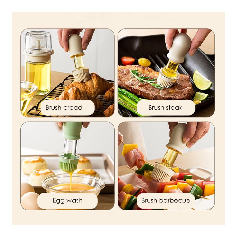 Ausgießer für Flaschen 2-in-1 180ml Ölspender & Essigflasche mit Silikon-Pinsel – Ideales Barzubehör für Kochen Grillen Salate & Backen in der Küche