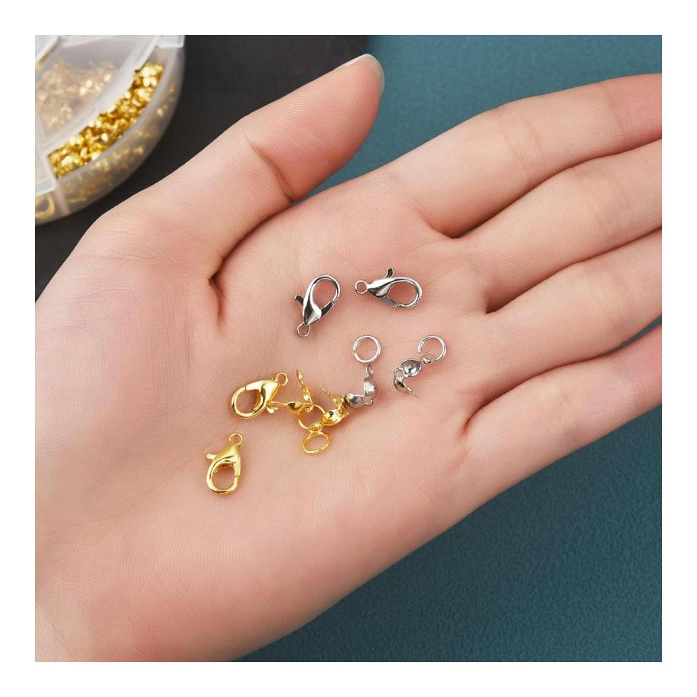 Exklusive Schmuckbastelsets 500x Ringel Karabinerverschluss Biegeringe Endcrimps Perlen & mehr - Handgefertigte Armbänder & Halsketten - Hochwertiges Schmuckzubehör in einer stilvollen Box