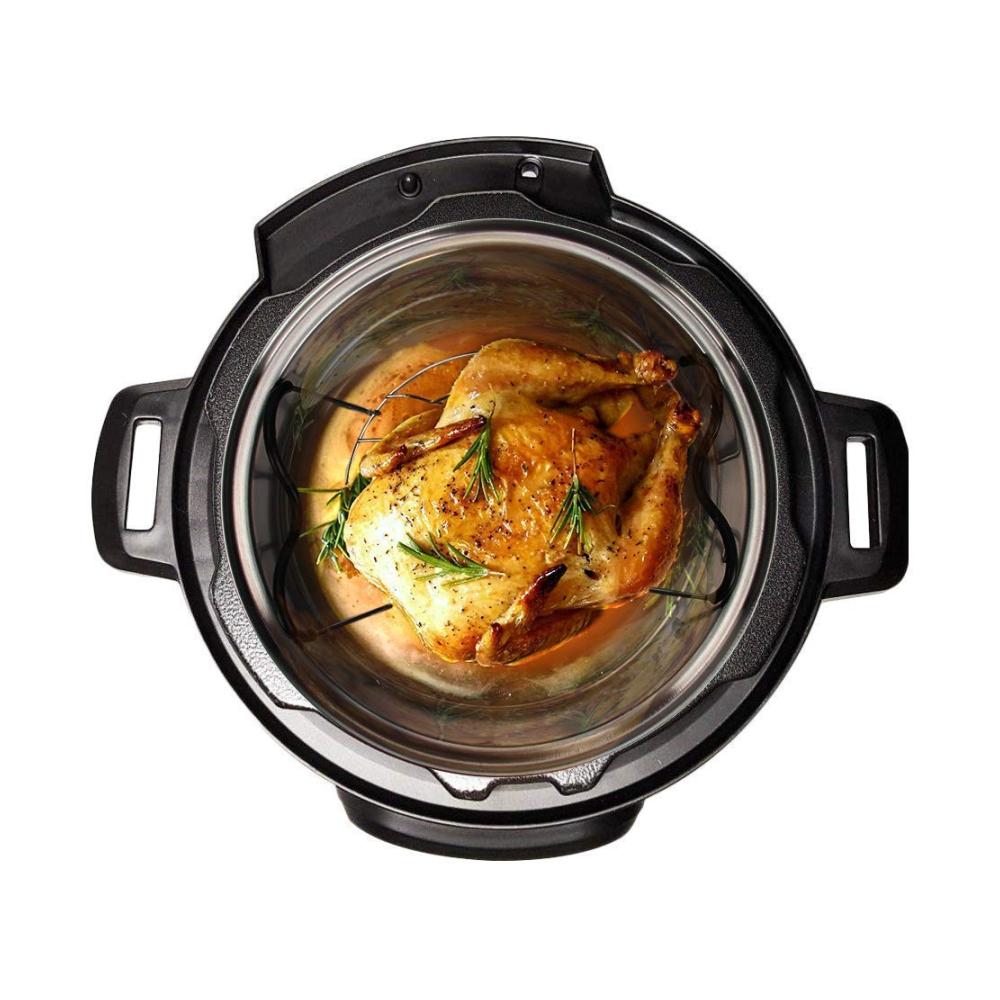 Schnellkochtopf-Zubehörset 3-teilig für 6L Instant Pot Silikon-Eierbissformen Dampfgarer-Einsatz & hitzebeständige Griffe - Inkl. 2 Bonus-Löffel Lila