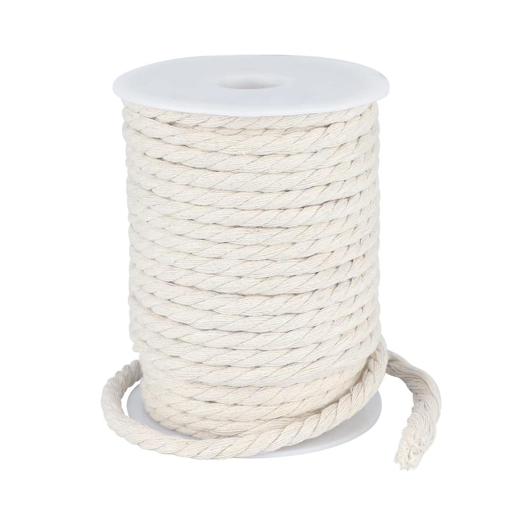 Entdecken Sie Kreativität mit Makramee 6mm Baumwollschnur 30M - Vielseitige Geflochtene Kordel für Handwerk Gartenarbeit Verpackung & Dekoration - Weißes Baumwollseil für Perfekte Ergebnisse