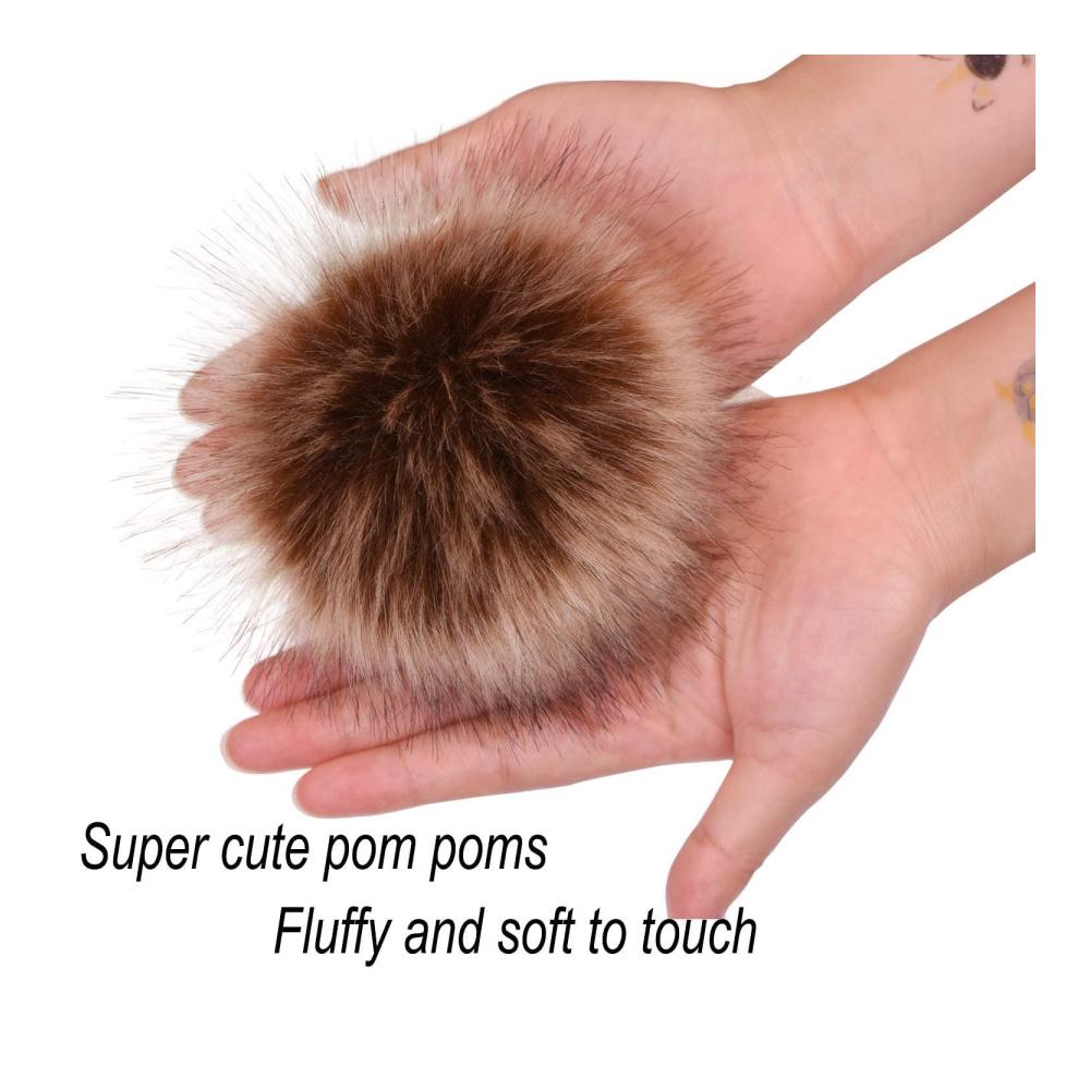 Quasten Borten & Ornamente 12 Fake Fur Bommel mit Gummiband - Kunstfell Pompoms für DIY Mützengestaltung und Strickprojekte - Trendige Haarkugeln für individuellen Style & kreative Akzente